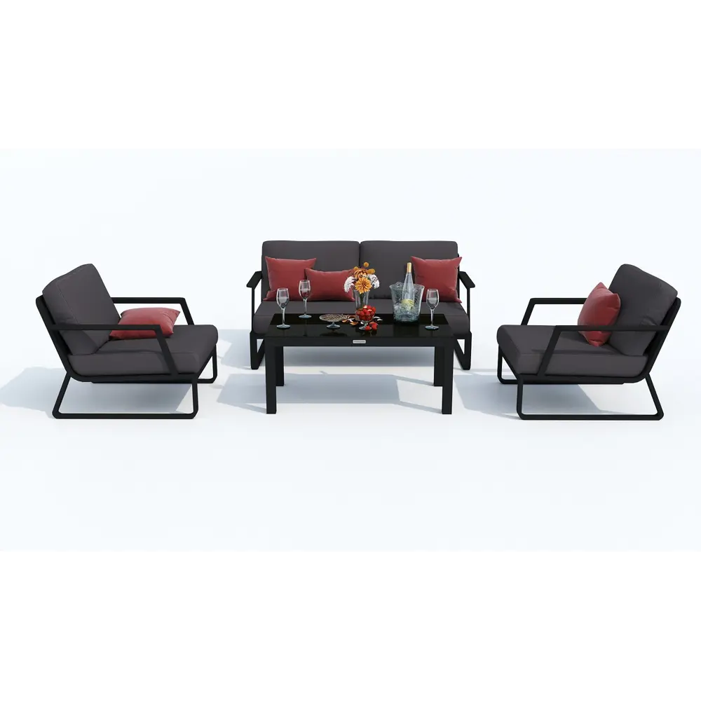 Фото 2 Садовая мебель для отдыха Ideal patio outdoor style Estivo grey алюминий белый:стол, диван, 2 кресла Фото 2 Садовая мебель для отдыха Ideal patio outdoor style Estivo grey алюминий белый:стол, диван, 2 кресла