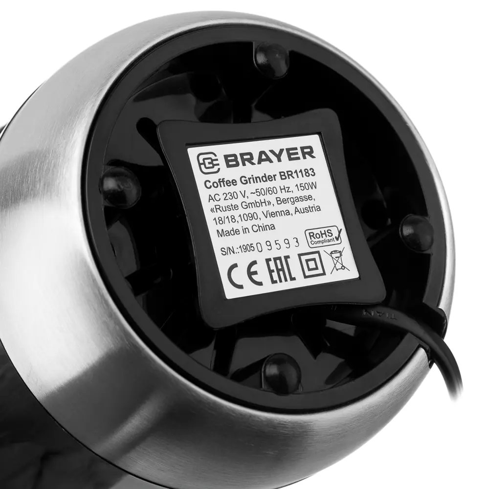 Фото 5 Электрическая кофемолка Brayer BR1183 150 Вт цвет черный Фото 5 Электрическая кофемолка Brayer BR1183 150 Вт цвет черный