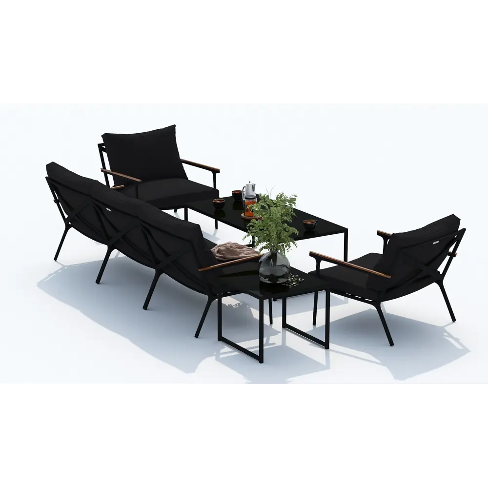 Фото 6 Садовая мебель для отдыха Ideal patio outdoor style Festa black 3-seat алюминий серый:стол, диван, 2 кресла Фото 6 Садовая мебель для отдыха Ideal patio outdoor style Festa black 3-seat алюминий серый:стол, диван, 2 кресла