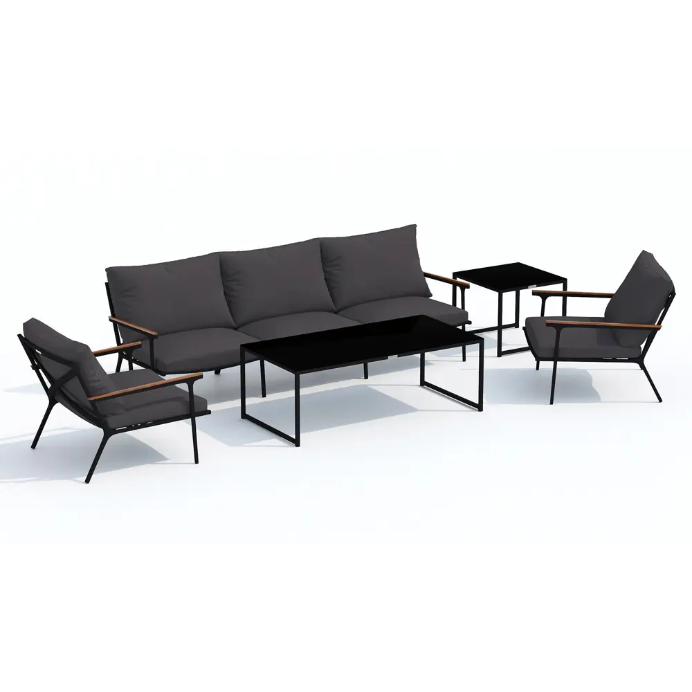 Фото 7 Садовая мебель для отдыха Ideal patio outdoor style Festa anthracite 3-seat алюминий черный:стол, диван, 2 кресла Фото 7 Садовая мебель для отдыха Ideal patio outdoor style Festa anthracite 3-seat алюминий черный:стол, диван, 2 кресла