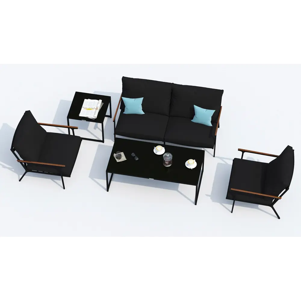 Фото 4 Садовая мебель для отдыха Ideal patio outdoor style Festa black 2-seat алюминий серый:стол, диван, 2 кресла Фото 4 Садовая мебель для отдыха Ideal patio outdoor style Festa black 2-seat алюминий серый:стол, диван, 2 кресла