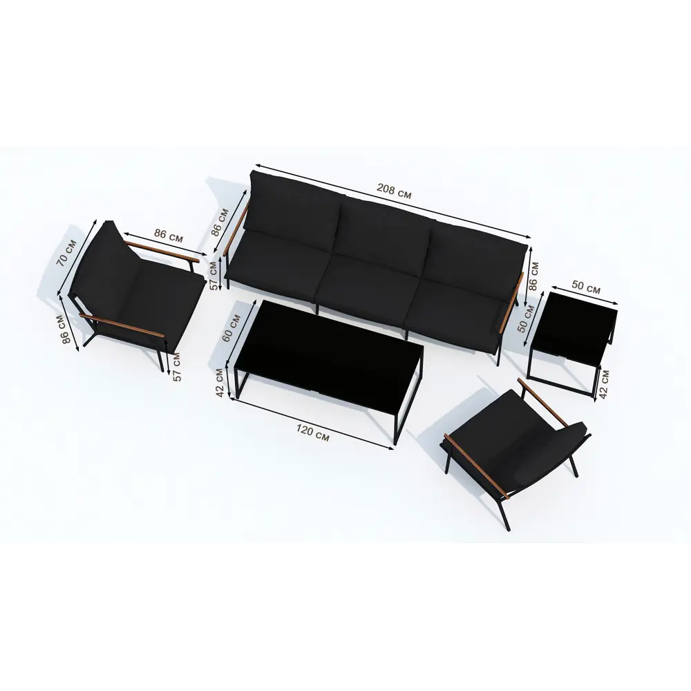 Фото 7 Садовая мебель для отдыха Ideal patio outdoor style Festa black 3-seat алюминий серый:стол, диван, 2 кресла Фото 7 Садовая мебель для отдыха Ideal patio outdoor style Festa black 3-seat алюминий серый:стол, диван, 2 кресла