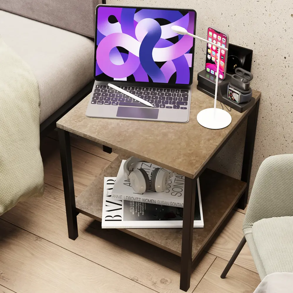 Фото 3 Тумба прикроватная Roomiroom 40x40x30 см ЛДСП цвет бежево-коричневый Фото 3 Тумба прикроватная Roomiroom 40x40x30 см ЛДСП цвет бежево-коричневый