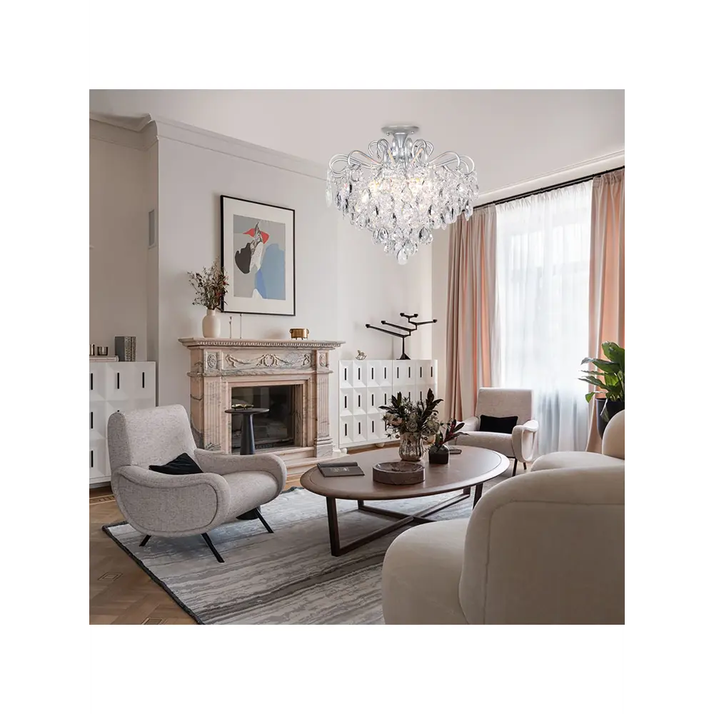 Фото 2 Люстра потолочная хрустальная Escada 643-6P Silver 6 ламп 22 м² цвет серебро Фото 2 Люстра потолочная хрустальная Escada 643-6P Silver 6 ламп 22 м² цвет серебро