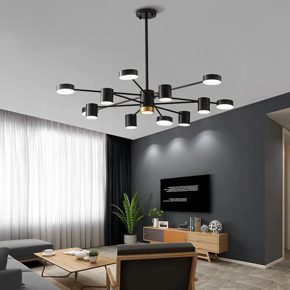 Фото 2 Люстра на штанге светодиодная IMPERIUMLOFT 204088-26 Merill 4 м² теплый белый свет цвет черный Фото 2 Люстра на штанге светодиодная IMPERIUMLOFT 204088-26 Merill 4 м² теплый белый свет цвет черный
