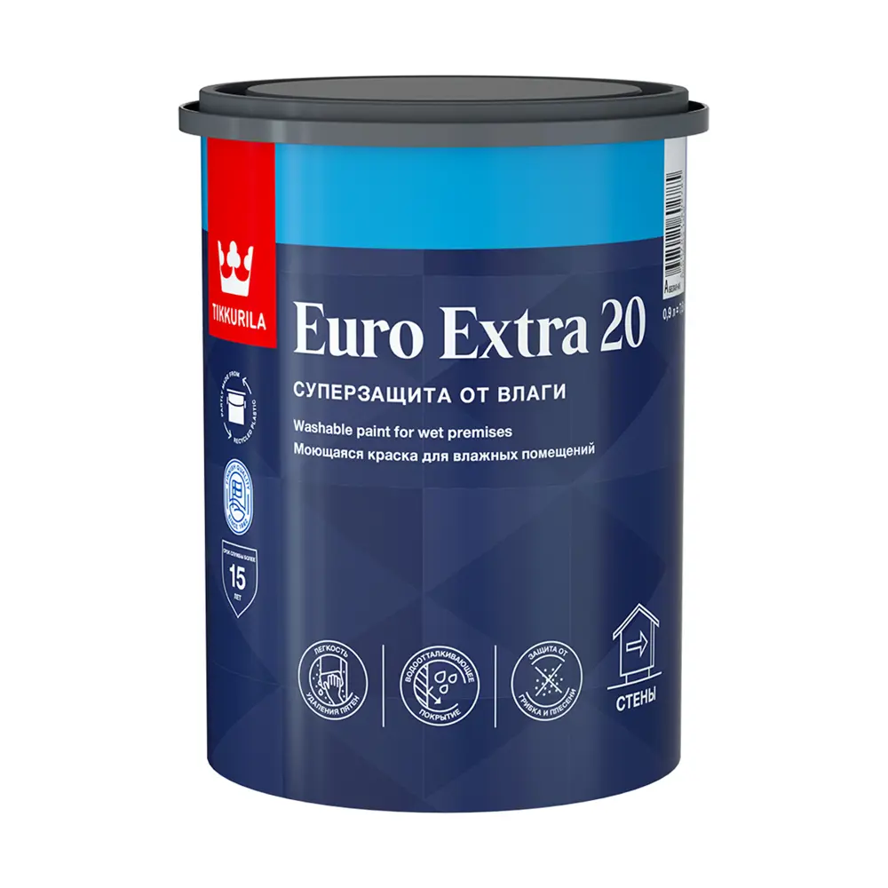 Фото Краска для стен и потолков TIKKURILA EURO EXTRA-20 База С цвет белый 0.9 л Фото Краска для стен и потолков TIKKURILA EURO EXTRA-20 База С цвет белый 0.9 л