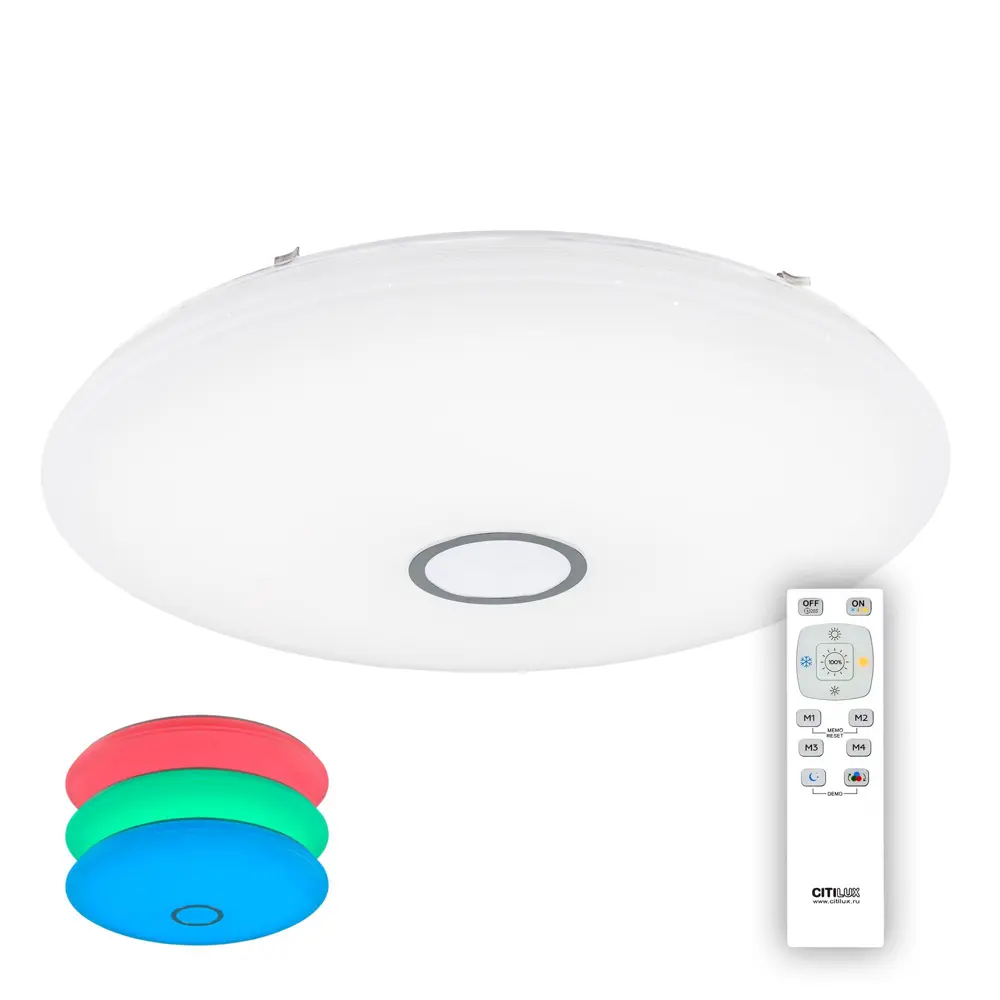 Фото Потолочный светильник светодиодный Citilux Старлайт CL703140RGB 30 м² цвет белый Фото Потолочный светильник светодиодный Citilux Старлайт CL703140RGB 30 м² цвет белый