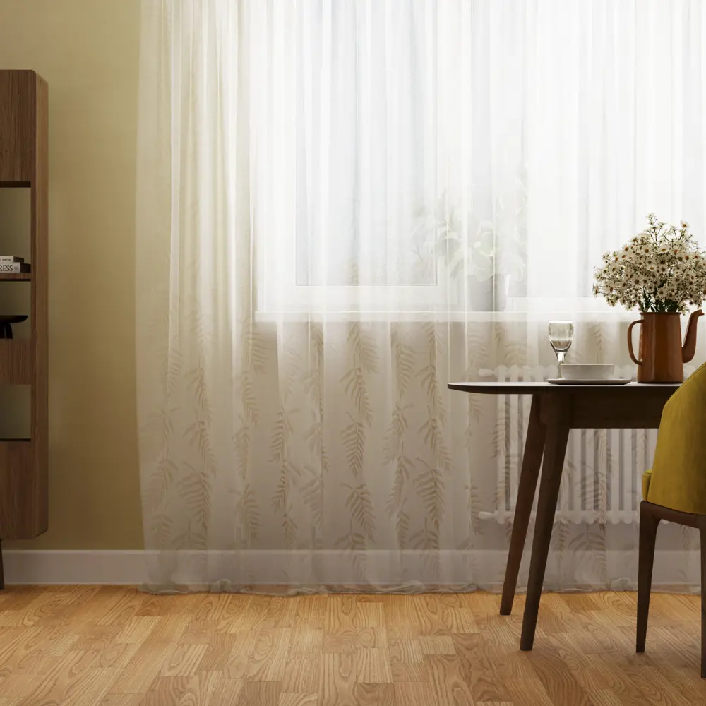 Фото Тюль на ленте Inspire Maple 250x280 см цвет бело-коричневый Фото Тюль на ленте Inspire Maple 250x280 см цвет бело-коричневый