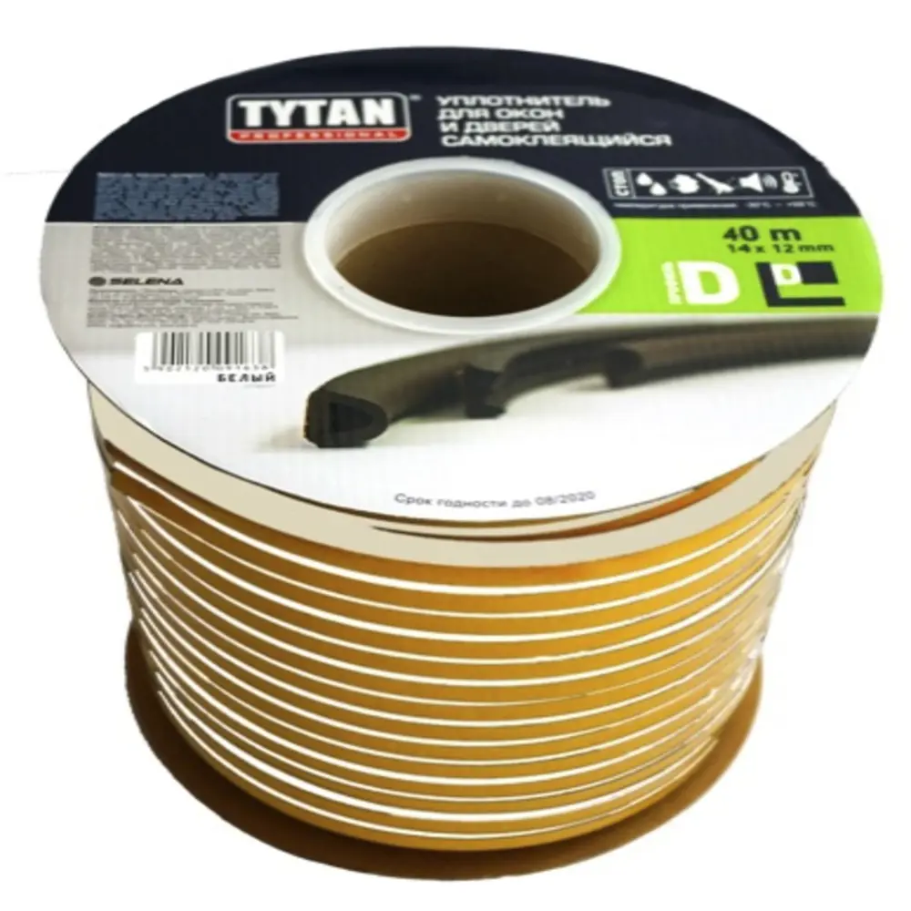 Фото Уплотняющая лента TYTAN PROFESSIONAL 70319 14 х 12 мм 40 м Фото Уплотняющая лента TYTAN PROFESSIONAL 70319 14 х 12 мм 40 м