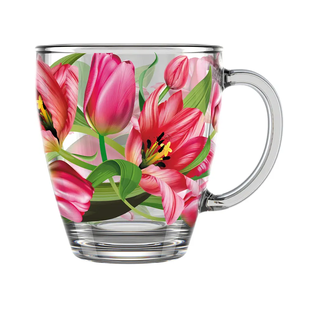 Фото Кружка 350 мл Декостек Тюльпаны стекло Фото Кружка 350 мл Декостек Тюльпаны стекло