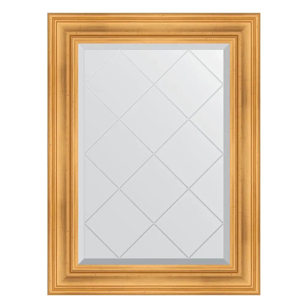 Фото Зеркало с гравировкой в багетной раме Evoform травленое золото 99 мм 69x91 см BY 4116