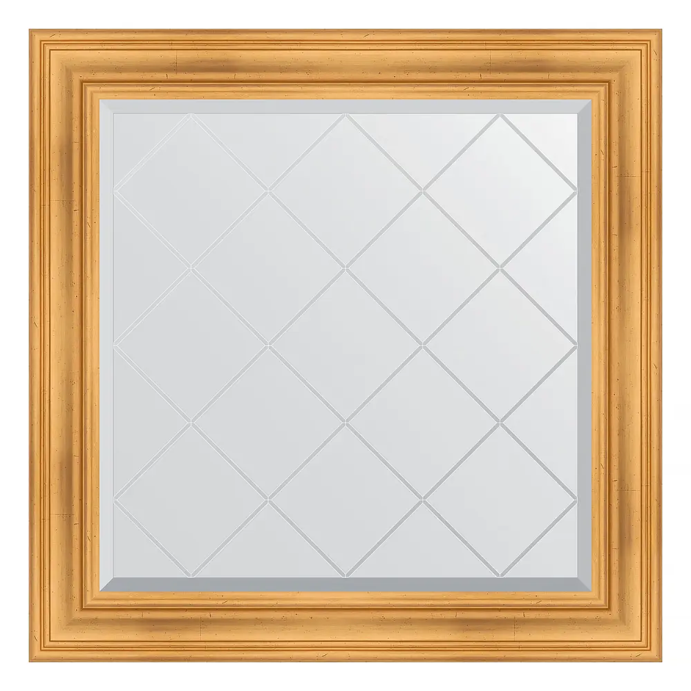 Фото Зеркало с гравировкой в багетной раме Evoform травленое золото 99 мм 89x89 см BY 4331