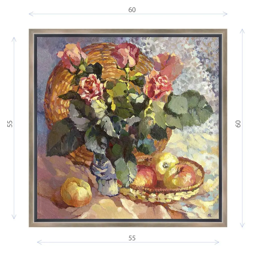 Фото Картина в раме Декор депо "Ксения Черномор. Розы и яблоки" 60x60 см