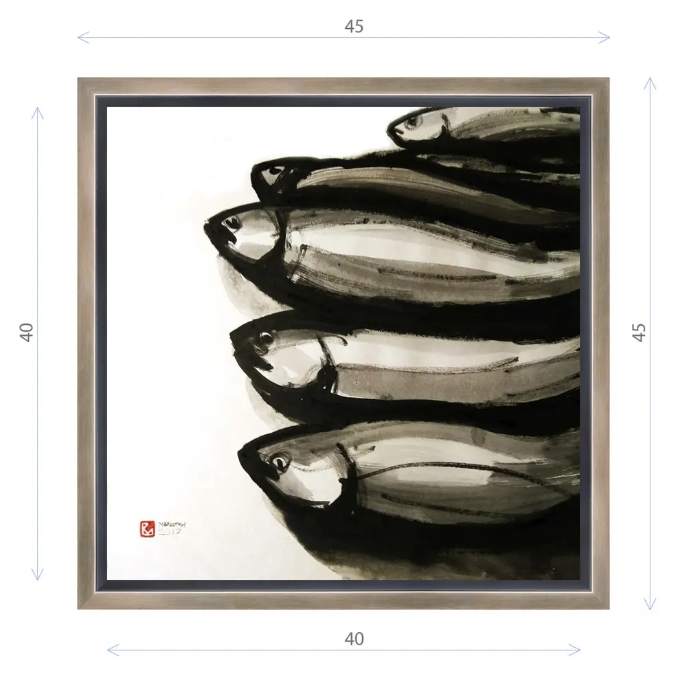 Фото Картина в раме Декор депо "Константин Малютин. Рыбный отдел" 45x45 см