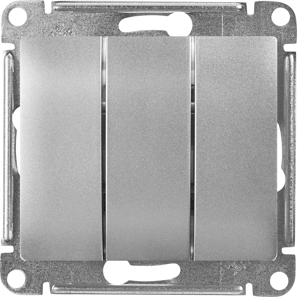 Фото 2 Выключатель встраиваемый Systeme Electric Glossa 3 клавиши цвет алюминий Фото 2 Выключатель встраиваемый Systeme Electric Glossa 3 клавиши цвет алюминий