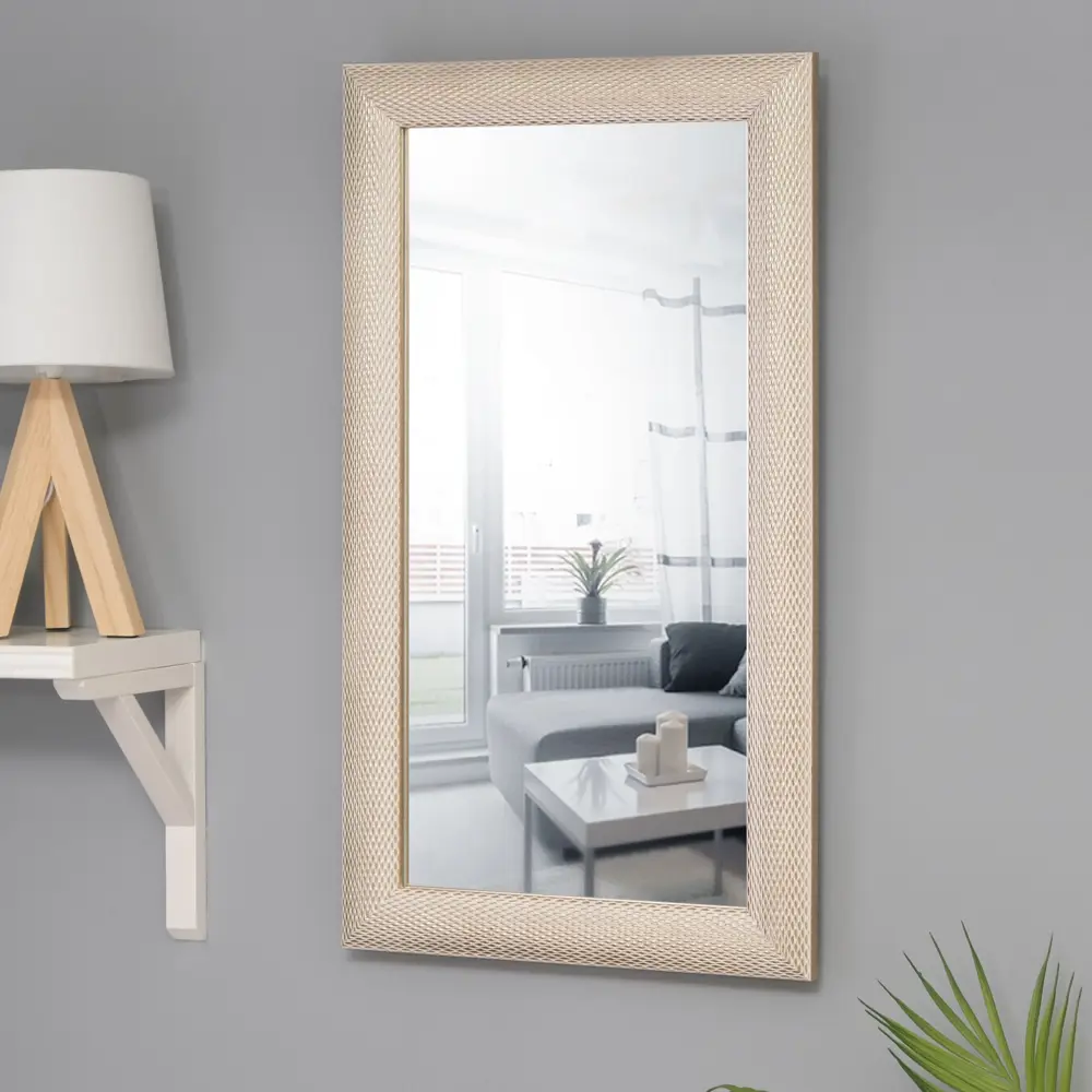 Фото Зеркало с рамой Клик мебель настенное 38.8x68.8 см бежевое