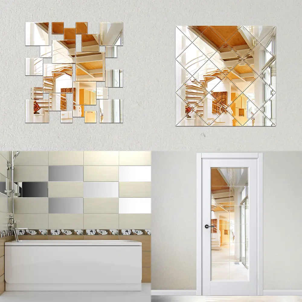 Фото 2 Зеркальная плитка Evoform Reflective BY 1414, комплект 2 шт четверть круга 15x15 см, серебро