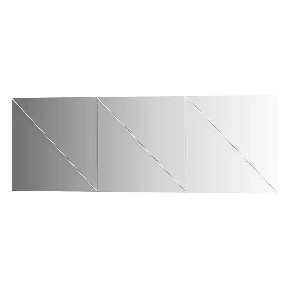 Фото Зеркальная плитка с фацетом Evoform Refractive BY 1543, 15 мм - комплект 6 шт треугольник 30x30 см, серебро