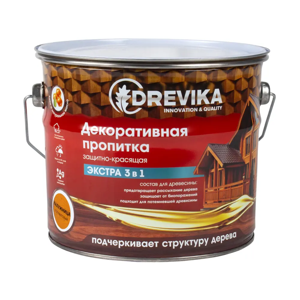 Фото Пропитка древесины DREVIKA 3516 цвет калужница 3 л Фото Пропитка древесины DREVIKA 3516 цвет калужница 3 л