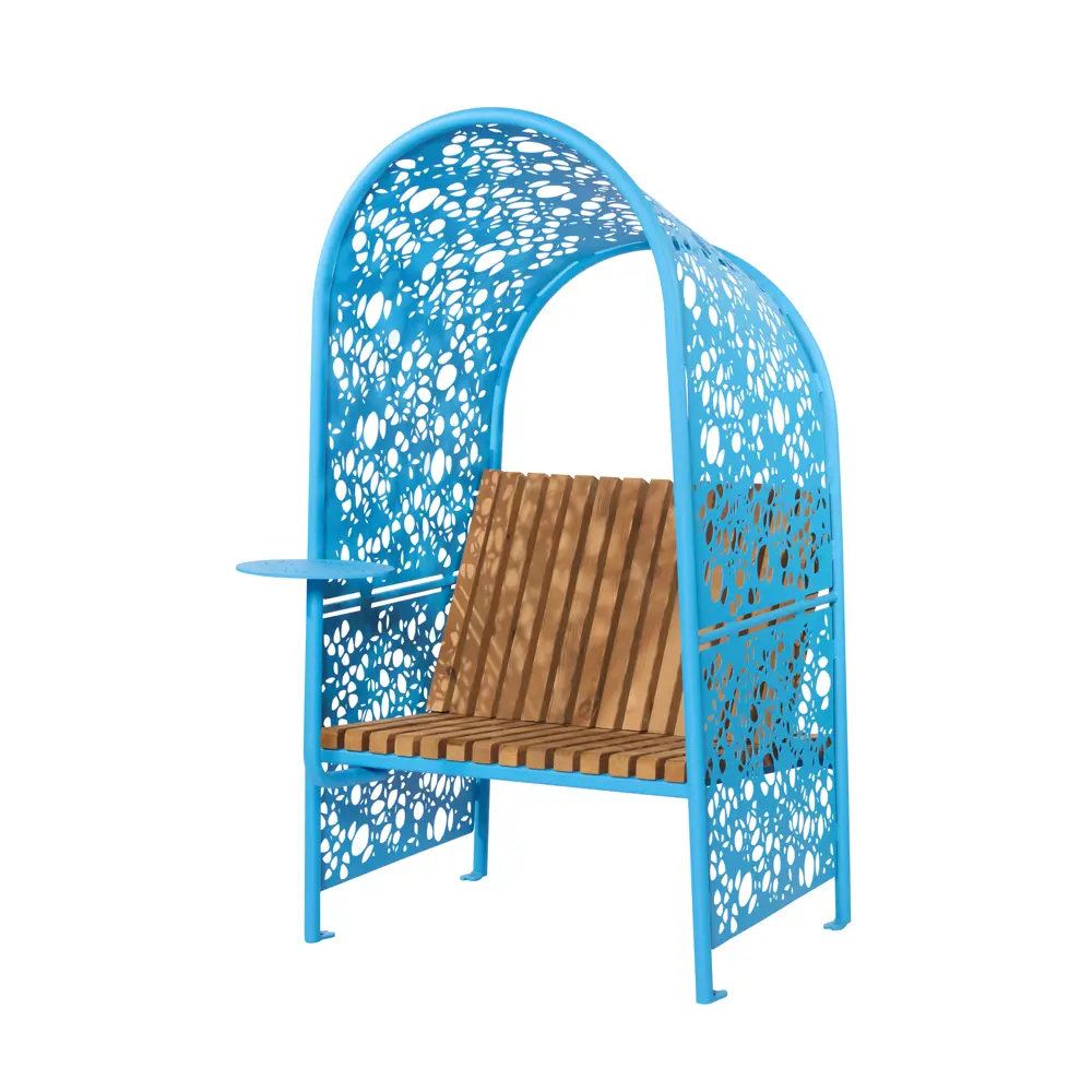 Фото Скамейка Punto design Shade 103.6х90х164.7 см сталь/дерево голубой/коричневый Фото Скамейка Punto design Shade 103.6х90х164.7 см сталь/дерево голубой/коричневый