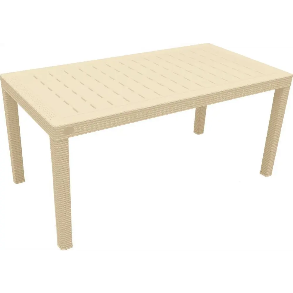 Фото Стол Ingreen Rattan 153.2х78.9х70 см пластик бежевый Фото Стол Ingreen Rattan 153.2х78.9х70 см пластик бежевый