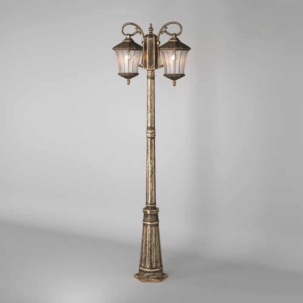 Фото Столб уличный Elektrostandard GLXT-1450F/2 Virgo 2 лампы 60 Вт цвет черное золото