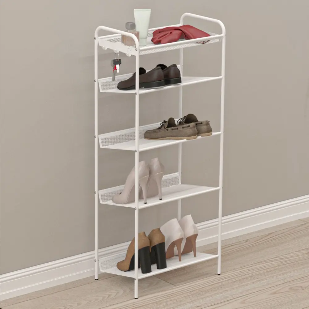 Фото Полка для обуви Зми 45x106x27 см 5 полок сталь цвет белый Фото Полка для обуви Зми 45x106x27 см 5 полок сталь цвет белый