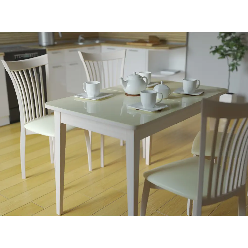 Фото 2 Кухонный стол прямоугольный Kenner 330754 110-150x110x76 см ЛДСП цвет кремовый Фото 2 Кухонный стол прямоугольный Kenner 330754 110-150x110x76 см ЛДСП цвет кремовый