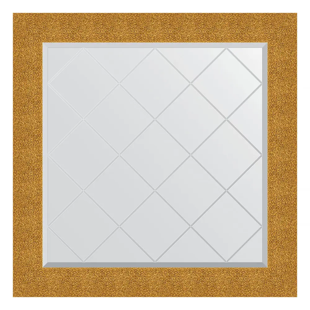 Фото Зеркало с гравировкой в багетной раме Evoform чеканка золотая 90 мм 86x86 см BY 4323