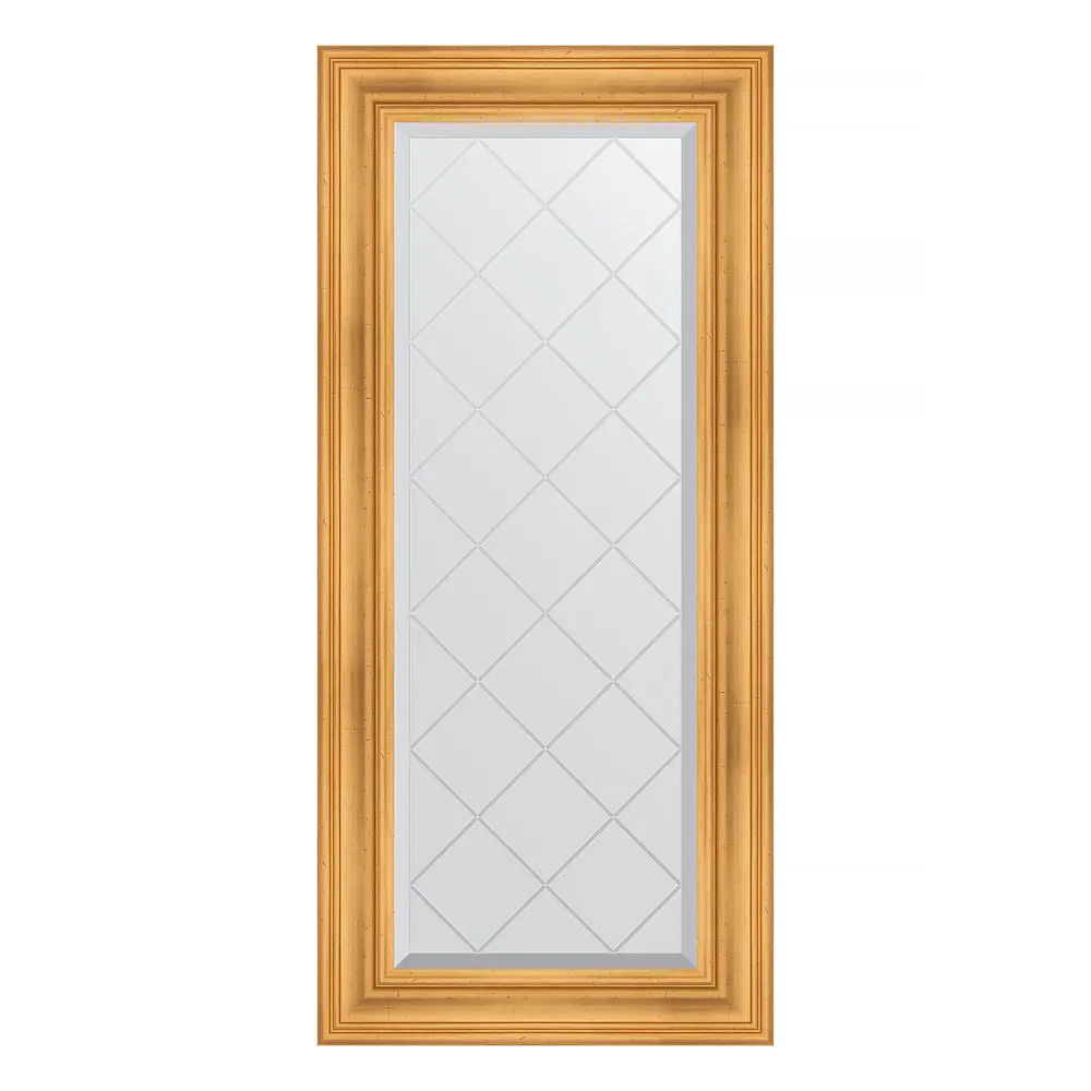 Фото Зеркало с гравировкой в багетной раме Evoform травленое золото 99 мм 59x128 см BY 4073