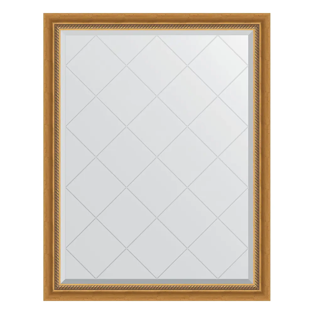 Фото Зеркало с гравировкой в багетной раме Evoform состаренное золото с плетением 70 мм 93x118 см BY 4346