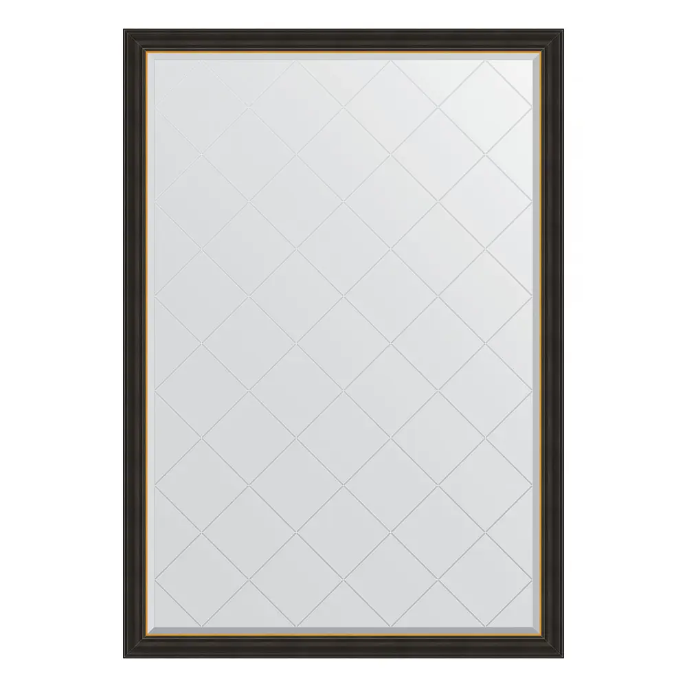 Фото Зеркало с гравировкой в багетной раме Evoform черное дерево с золотом 71 мм 129x184 см BY 4540