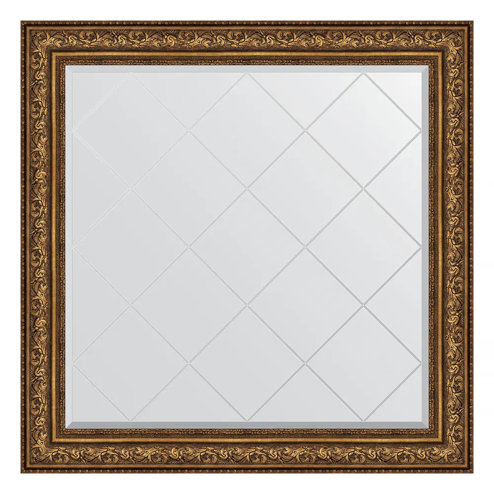 Фото Зеркало с гравировкой в багетной раме Evoform виньетка состаренная бронза 109 мм 110x110 см BY 4470 Фото Зеркало с гравировкой в багетной раме Evoform виньетка состаренная бронза 109 мм 110x110 см BY 4470