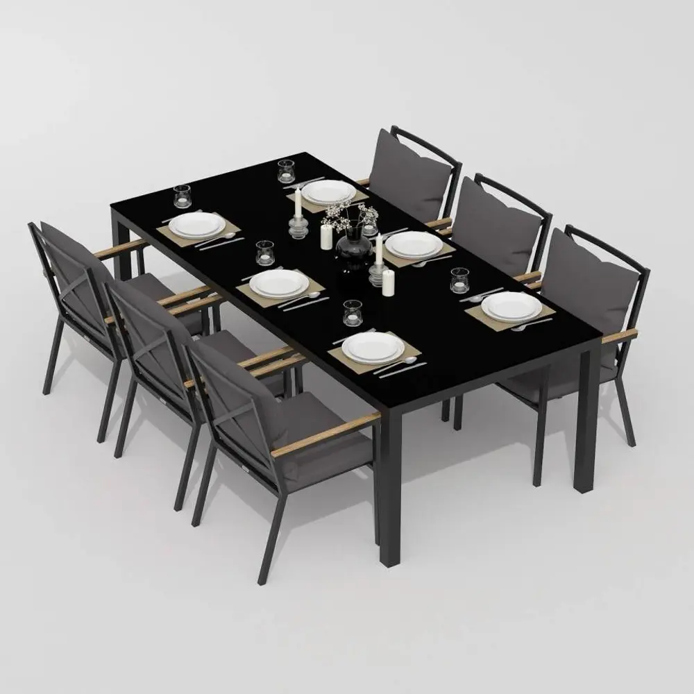 Фото 3 Садовая мебель для отдыха Ideal patio Outdoor style Cana Festa 200 Plus dark алюМиний серый:стол, 6 стульев Фото 3 Садовая мебель для отдыха Ideal patio Outdoor style Cana Festa 200 Plus dark алюМиний серый:стол, 6 стульев