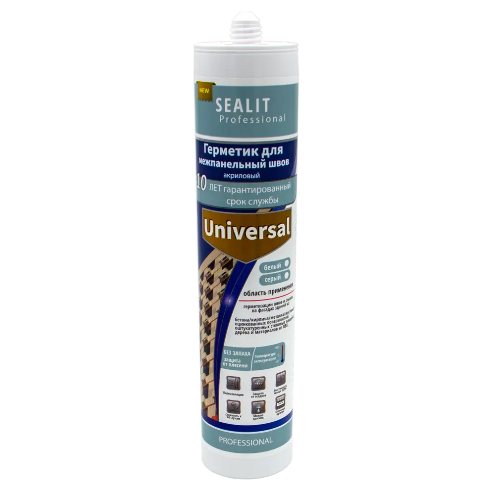Фото Герметик Sealit Universal для межпанельных швов белый 0.28 л Фото Герметик Sealit Universal для межпанельных швов белый 0.28 л