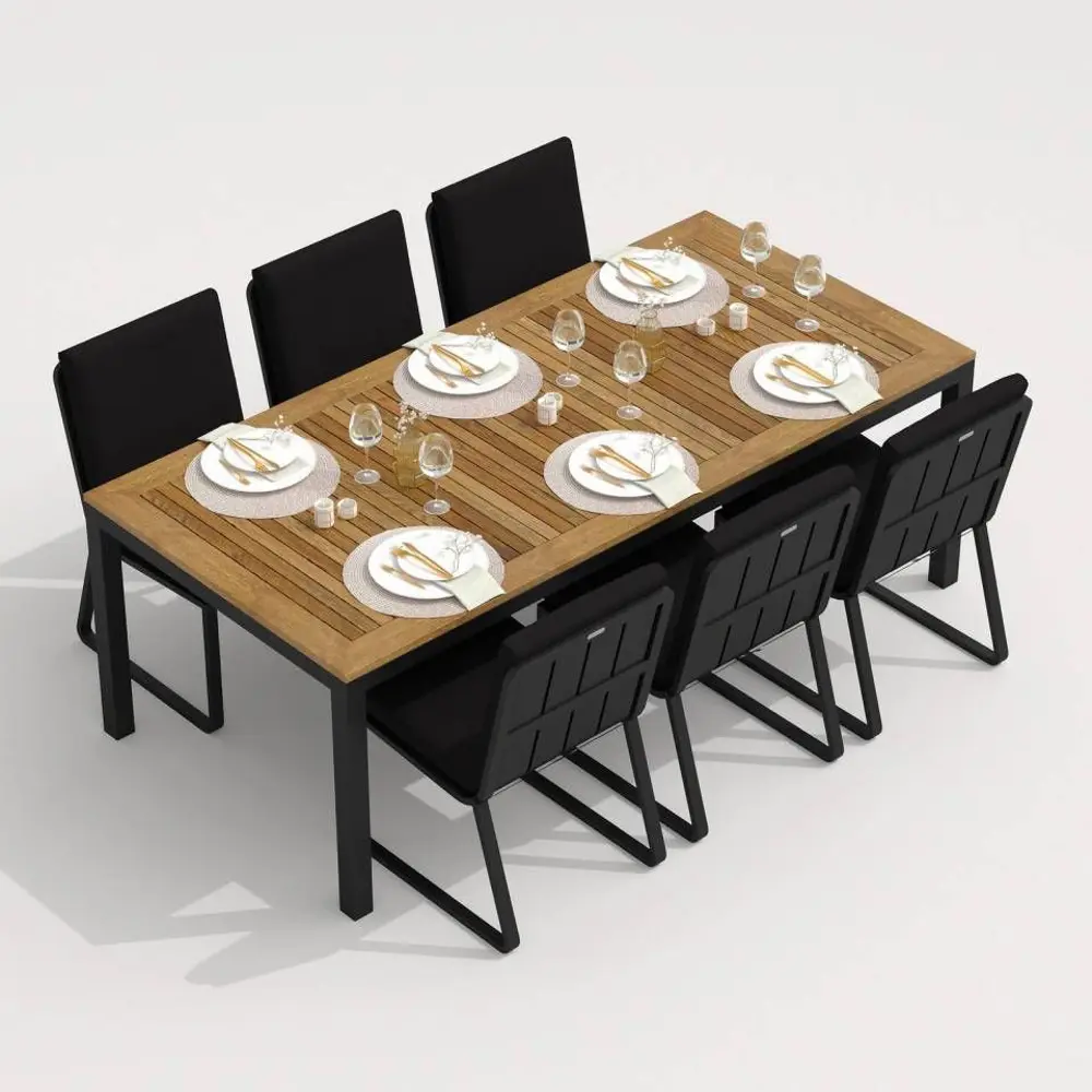 Фото 3 Садовая мебель для отдыха Ideal patio Outdoor style Tella GIRA 220 Black алюМиний темно-серый:стол, 6 стульев Фото 3 Садовая мебель для отдыха Ideal patio Outdoor style Tella GIRA 220 Black алюМиний темно-серый:стол, 6 стульев