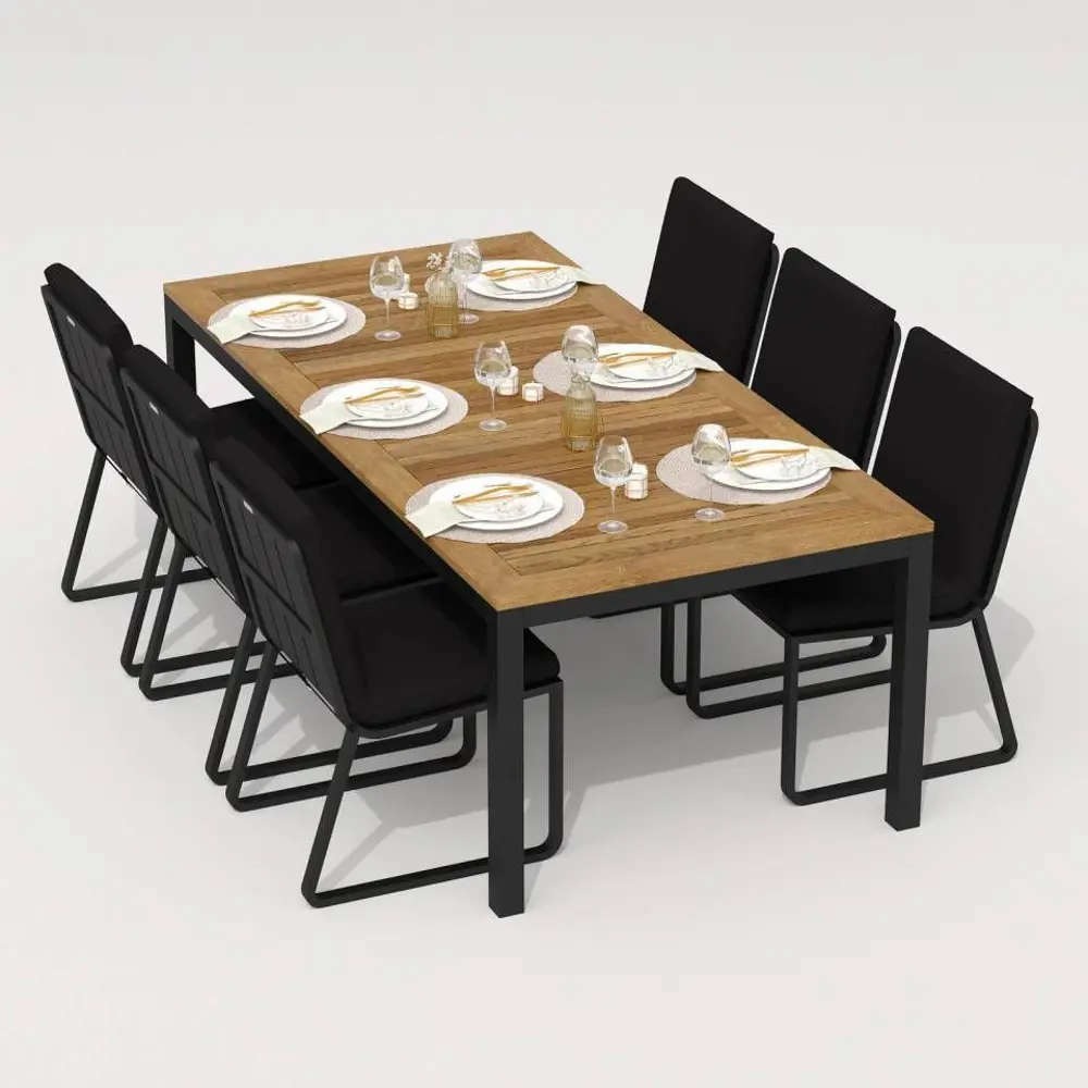 Фото 2 Садовая мебель для отдыха Ideal patio Outdoor style Tella GIRA 220 Black алюМиний темно-серый:стол, 6 стульев Фото 2 Садовая мебель для отдыха Ideal patio Outdoor style Tella GIRA 220 Black алюМиний темно-серый:стол, 6 стульев
