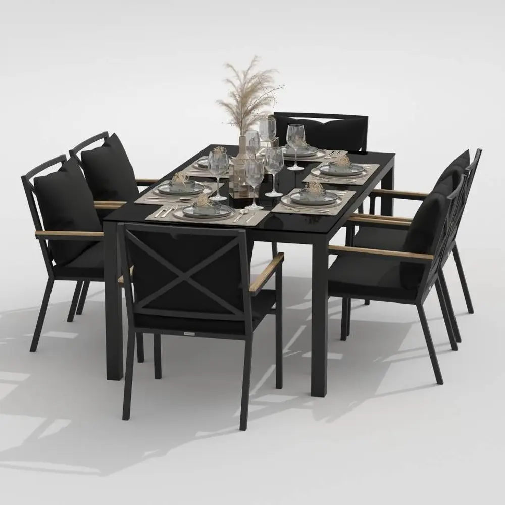 Фото 3 Садовая мебель для отдыха Ideal patio Outdoor style Cana Festa 180 Plus Black алюМиний темно-серый:стол, 6 стульев Фото 3 Садовая мебель для отдыха Ideal patio Outdoor style Cana Festa 180 Plus Black алюМиний темно-серый:стол, 6 стульев