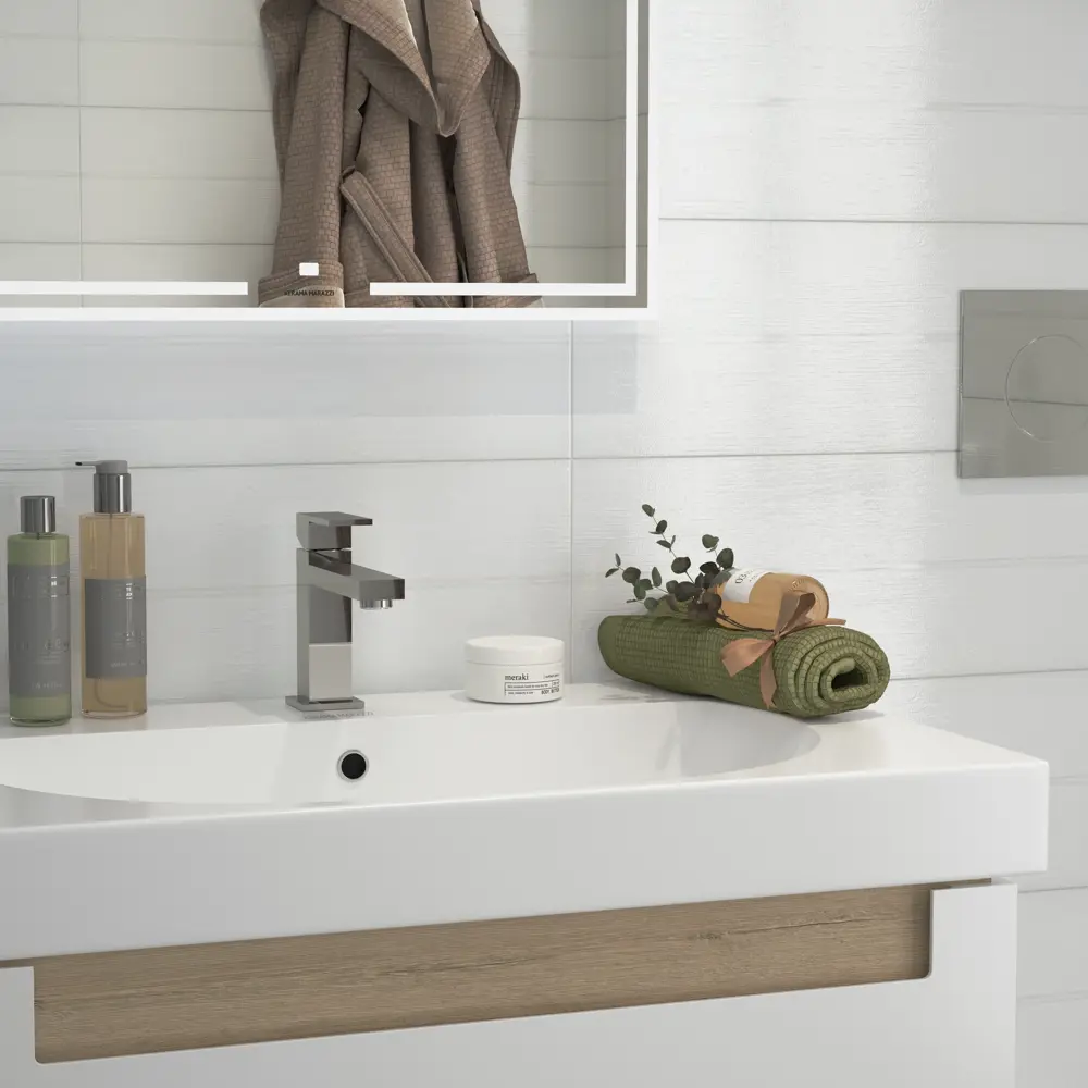 Фото 5 Плитка настенная Kerama Marazzi Сигма 20x60 см 1.2 м² глянцевая цвет белый полосы Фото 5 Плитка настенная Kerama Marazzi Сигма 20x60 см 1.2 м² глянцевая цвет белый полосы