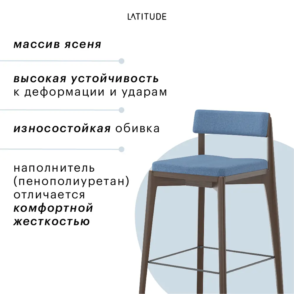 Фото 8 Полубарный стул Latitude Aska 52x93x55 цвет орех/темно-синий Фото 8 Полубарный стул Latitude Aska 52x93x55 цвет орех/темно-синий