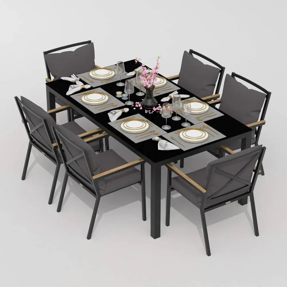 Фото Садовая мебель для отдыха Ideal patio Outdoor style Cana Festa 180 Plus dark алюМиний темно-серый:стол, 6 стульев