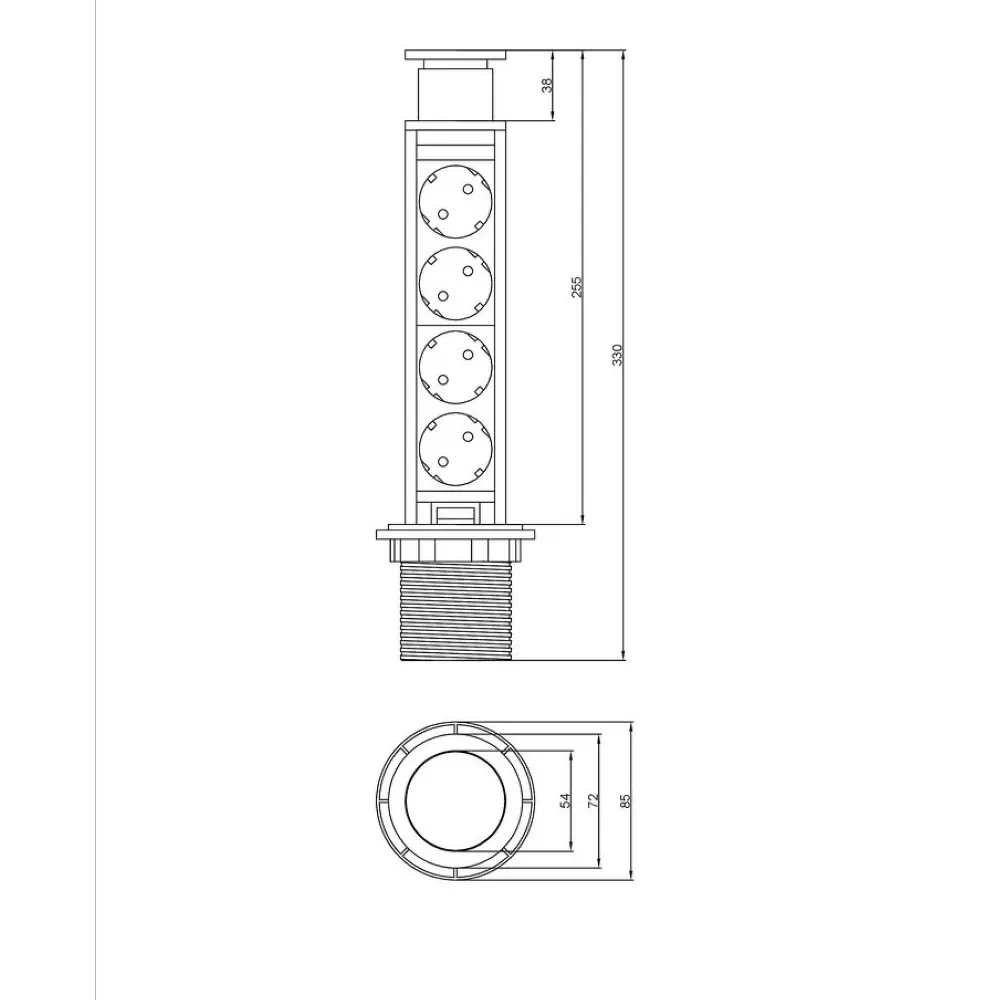 Фото 2 Розетка выдвижная четверная встраиваемая Rocketsocket AM-105S-4EU-12 с заземлением вертикальная цвет чёрный графит Фото 2 Розетка выдвижная четверная встраиваемая Rocketsocket AM-105S-4EU-12 с заземлением вертикальная цвет чёрный графит