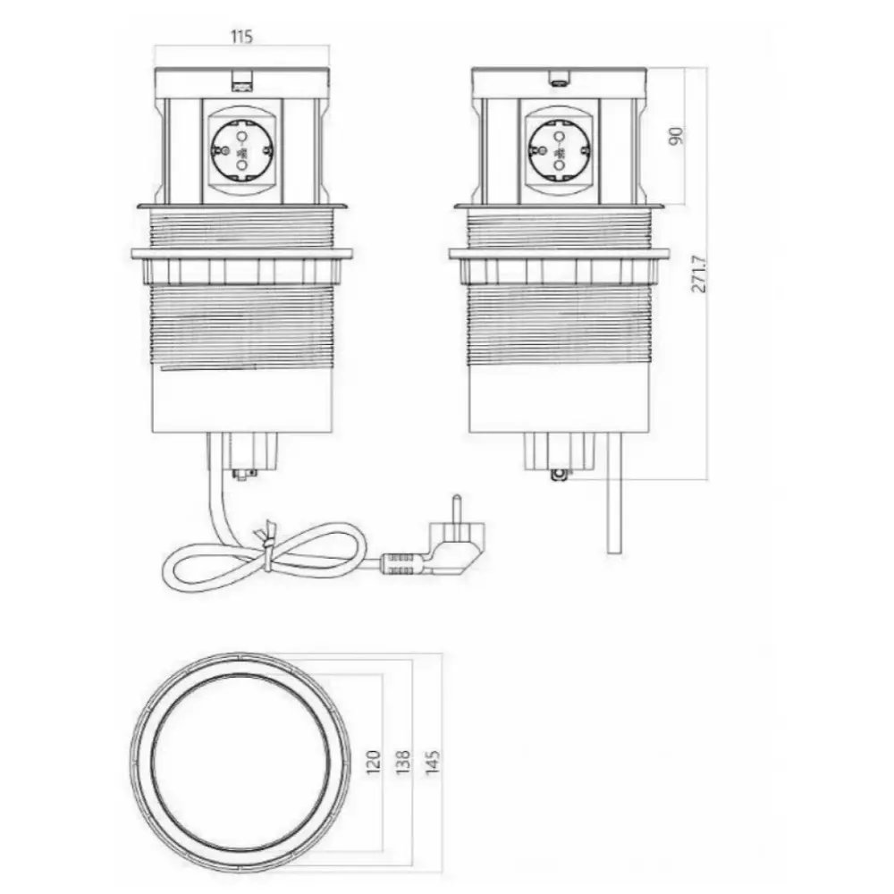 Фото 2 Розетка выдвижная четверная встраиваемая Rocketsocket AM-107J-4EU4UC1Q-11 с заземлением вертикальная 4 USB цвет белый матовый Фото 2 Розетка выдвижная четверная встраиваемая Rocketsocket AM-107J-4EU4UC1Q-11 с заземлением вертикальная 4 USB цвет белый матовый