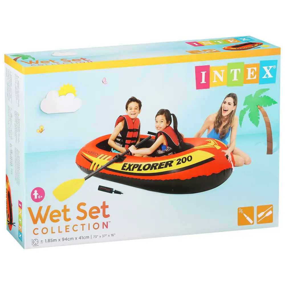 Фото 3 Лодка Intex Explorer 200 2 местная 185x94x41 см от 6 лет до 95 кг вёсла насос Фото 3 Лодка Intex Explorer 200 2 местная 185x94x41 см от 6 лет до 95 кг вёсла насос