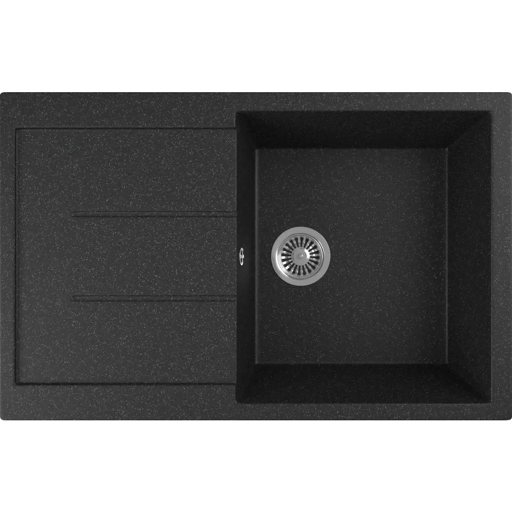 Фото 2 Врезная мойка Domaci 579388 78x50x18 см искусственный камень цвет черный Фото 2 Врезная мойка Domaci 579388 78x50x18 см искусственный камень цвет черный