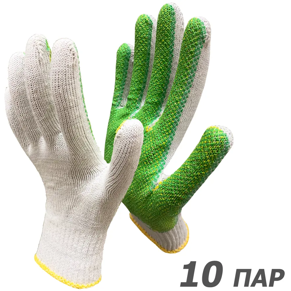 Фото Перчатки хлопковые Master-Pro СТАНДАРТ-2 2310-ST2-10-PVC, размер 9 / L, 10 шт