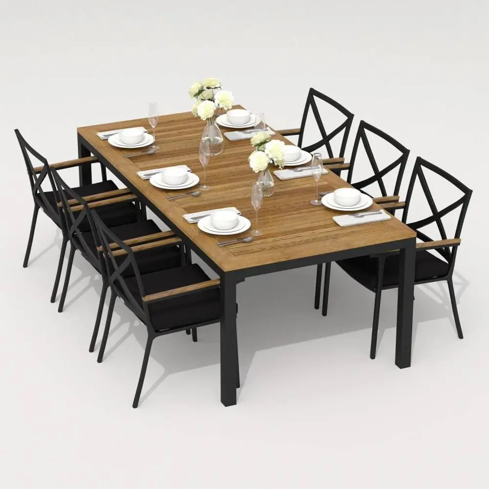 Фото 3 Садовая мебель для отдыха Ideal patio Outdoor style Tella Festa 200 Black алюМиний темно-серый:стол, 6 стульев Фото 3 Садовая мебель для отдыха Ideal patio Outdoor style Tella Festa 200 Black алюМиний темно-серый:стол, 6 стульев