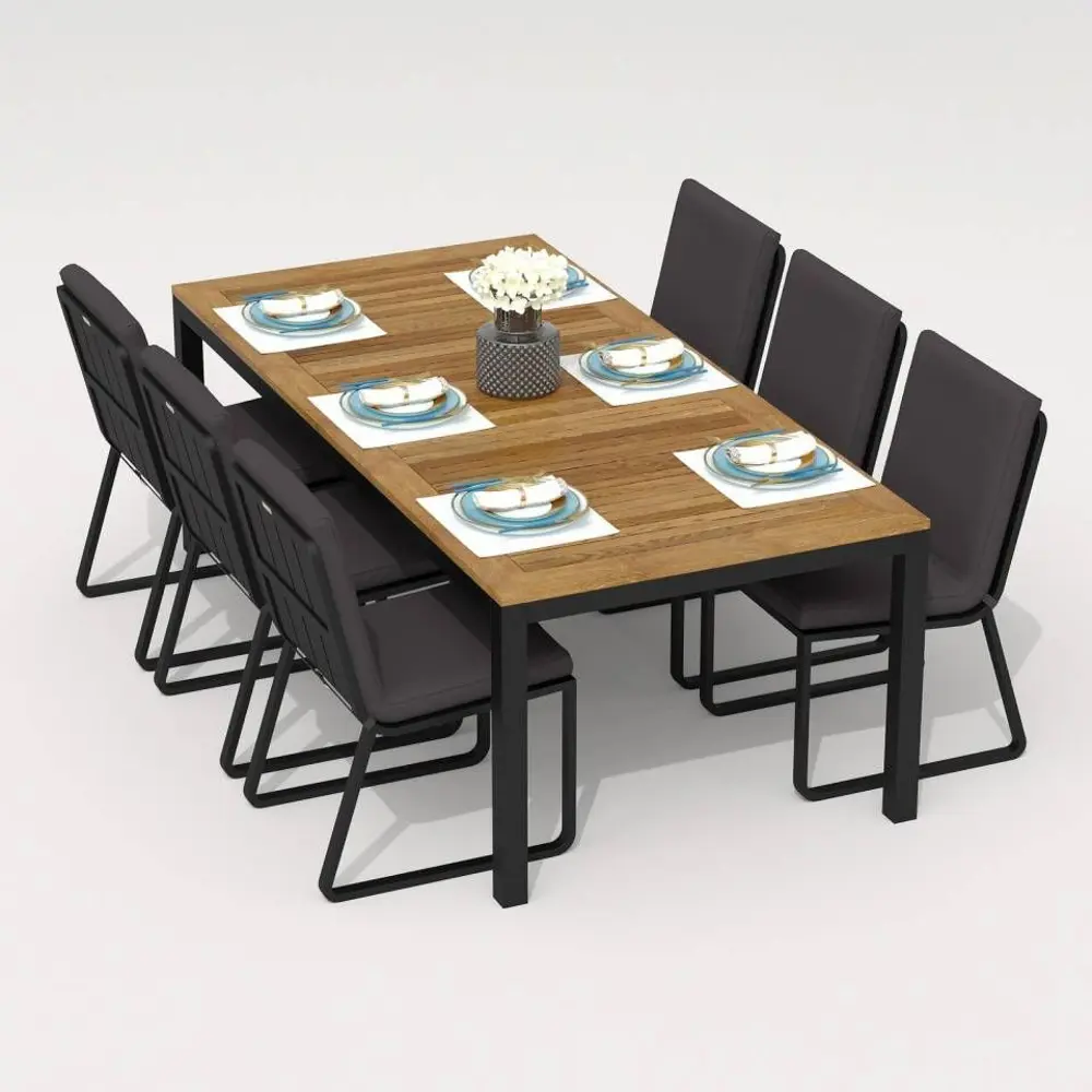 Фото 3 Садовая мебель для отдыха Ideal patio Outdoor style Tella GIRA 200 dark алюМиний темно-серый:стол, 6 стульев