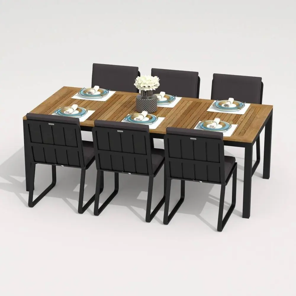 Фото Садовая мебель для отдыха Ideal patio Outdoor style Tella GIRA 200 dark алюМиний темно-серый:стол, 6 стульев
