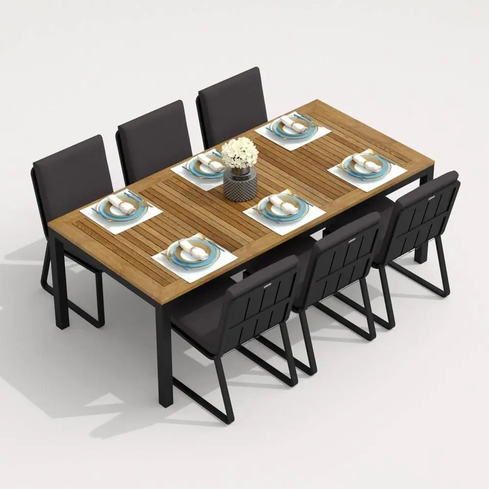 Фото 2 Садовая мебель для отдыха Ideal patio Outdoor style Tella GIRA 200 dark алюМиний темно-серый:стол, 6 стульев